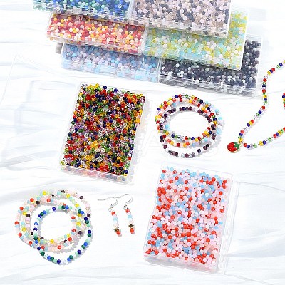 10 Strands 5 Colors Electroplate Glass Beads Strands EGLA-YW0003-89A-1