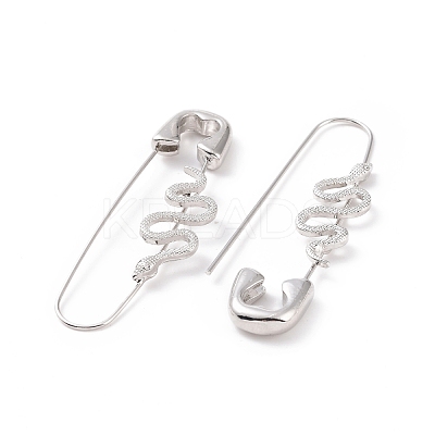 Alloy Safety Pin with Snake Hoop Earrings for Women LS-EJEW-E176-01P-1