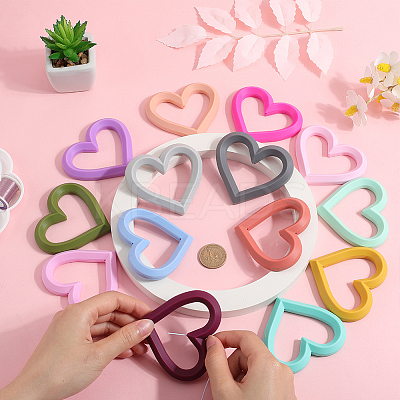 16Pcs 16 Colors Heart Food Grade Eco-Friendly Silicone Focal Beads SIL-SP0001-06-1