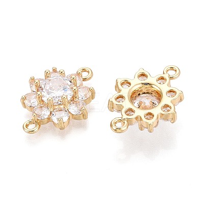 Brass Pave Clear Cubic Zirconia Connector Charms X-KK-N284-14G-1