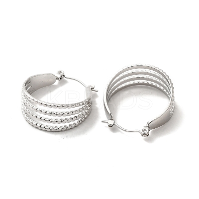 Non-Tarnish 304 Stainless Steel Multi Lines Hoop Earrings for Women EJEW-K243-04P-1
