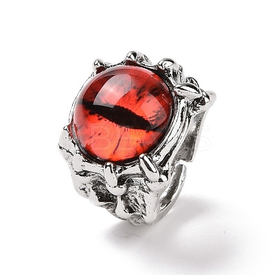 Dragon Eye Glass Wide Band Rings for Men RJEW-E017-01AS-02-1