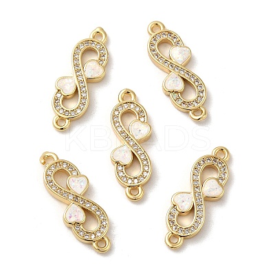 Rack Plating Brass Micro Pave Clear Cubic Zirconia Connector Charms KK-D088-42G-1