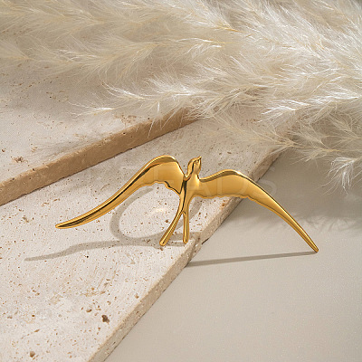 304 Stainless Steel Swallow Cuff Open Ring for Women RJEW-L337-01G-1