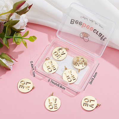 8Pcs Valentine Theme Brass Pendants KK-BBC0002-57-1