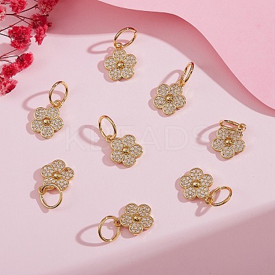 5Pcs Brass Micro Pave Clear Cubic Zirconia Charms ZIRC-SZ0001-99-1