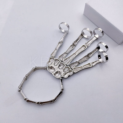 Punk Style Alloy Skeleton Hand Ring Bracelets with Finger Nails Tip Claw FS-WG41BB9-02-1