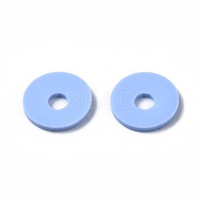 Flat Round Handmade Polymer Clay Beads CLAY-R067-10mm-32-1