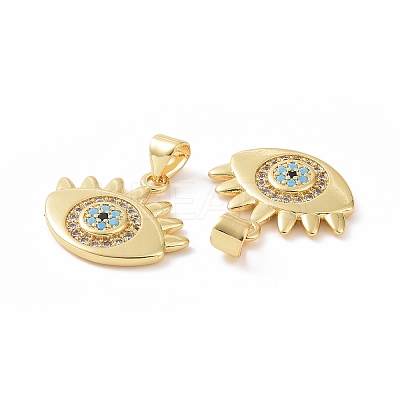 Brass Micro Pave Cubic Zirconia Pendants ZIRC-P106-01G-1
