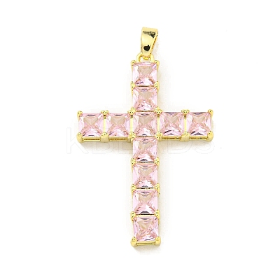 Brass Micro Pave Cubic Zirconia Pendants KK-L073-002G-01-1