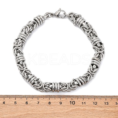 304 Stainless Steel Byzantine Chain Bracelets for Women Men BJEW-R018-14P-1