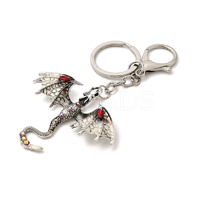 Dragon Alloy Rhinestone Pendant Keychains LS-KEYC-G065-01D-1