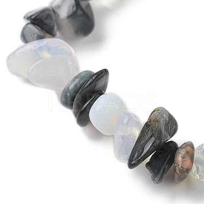 2Pcs 2 Style Opalite Chip & Natural Tiger Eye & Natural Black Onyx Beaded Stretch Bracelets Set BJEW-TA00411-1