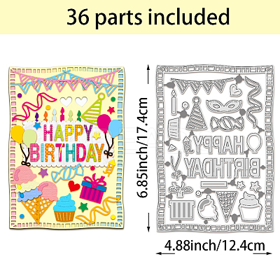 Birthday Carbon Steel Cutting Dies Stencils DIY-WH0309-1447-1