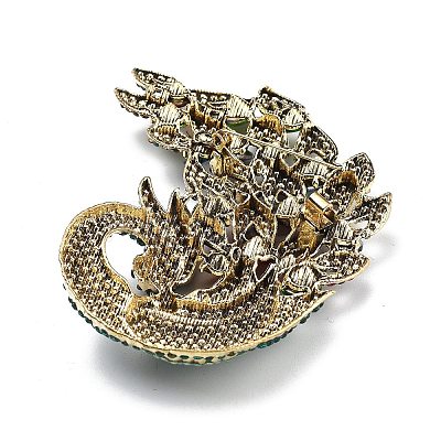 Peacock Alloy Rhinestone Brooch for Backpack Clothes JEWB-P046-04AG-1
