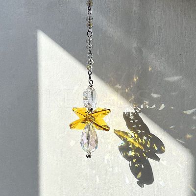 Glass Angel Hanging Suncatchers HJEW-JM02853-1