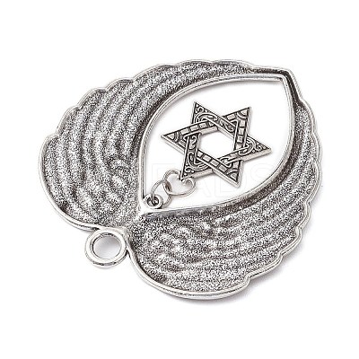6Pcs 6 Styles Wing Tibetan Style Alloy Big Pendants HJEW-JM02311-1