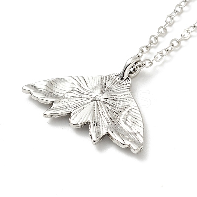 Enamel Skull Moth with Moon Pendant Necklace NJEW-G056-09AS-1