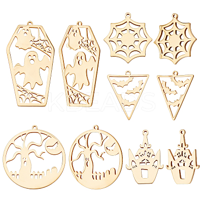 10Pcs 5 Style 201 Stainless Steel Pendants STAS-BBC0002-04-1