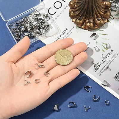90Pcs 6 Styles 201 & 304 Stainless Steel Snap on Bails STAS-YW0003-28-1