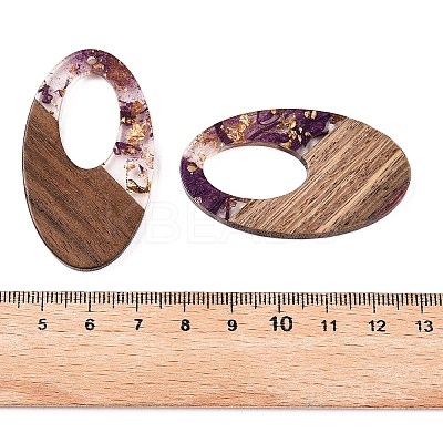 Transparent Resin and Walnut Wood Pendants RESI-T057-02H-1
