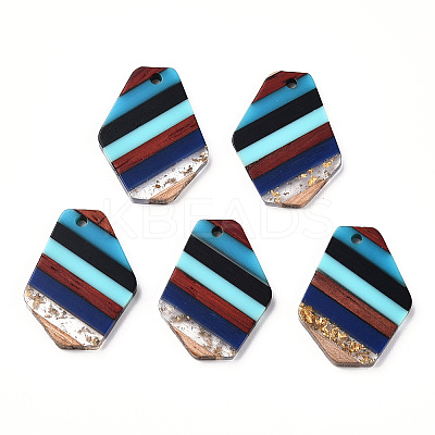 Resin & Walnut Wood Pendants RESI-N039-17-1
