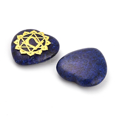 7Pcs 7 Styles Chakra Natural Dyed Sesame Jasper Love Heart Ornaments Figurines G-P533-01F-1-1