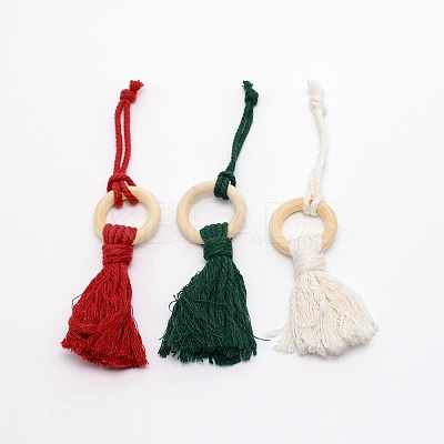 Christmas Theme Cotton Weave Pendant Decorations HJEW-TAC0012-01-1