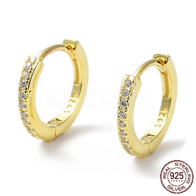 925 Sterling Silver with Clear Cubic Zirconia Hoop Earrings EJEW-K258-11G-1