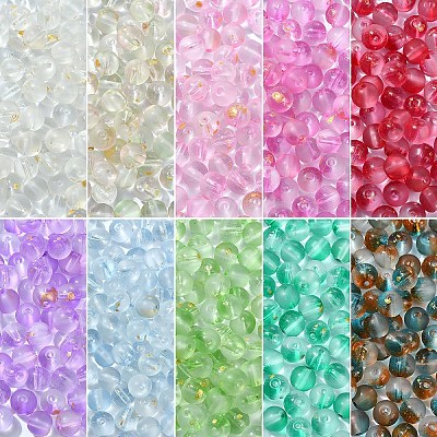 100Pcs Frosted Baking Paint Glass Beads DGLA-YW0001-36I-1