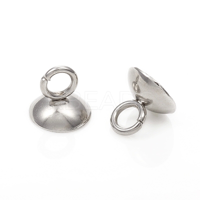 201 Stainless Steel Bead Cap Pendant Bails STAS-G224-24P-02-1