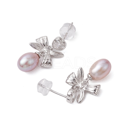Natural Pearl Ear Studs EJEW-P286-50P-1