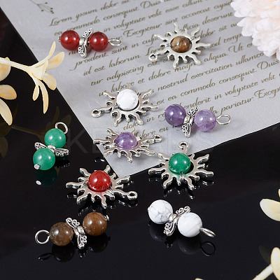 40Pcs 10 Styles Natural Gemstone Pendants G-TA0001-88-1