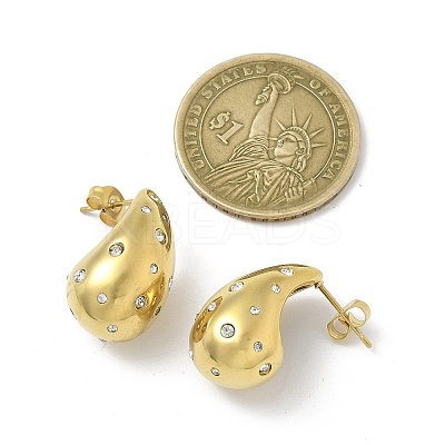 304 Stainless Steel Teardrop Stud Earrings EJEW-B108-05G-A-1