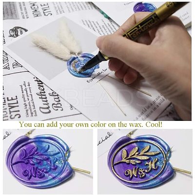 Brass Wax Seal Stamp AJEW-CP0002-04-D020-1