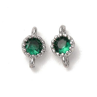 Brass Pave Green Cubic Zirconia Connector Charms ZIRC-L105-11P-1