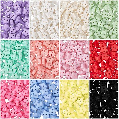 240Pcs 12 Colors 2-Hole Frosted Mini Resin Buttons Sets BUTT-NB0001-62-1