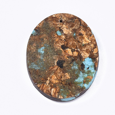 Assembled Natural Bronzite and Synthetic Turquoise Pendants G-S329-033-1