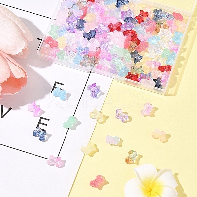120Pcs 15 Colors Transparent Spray Paint Glass Beads GLAA-FS0002-12B-1
