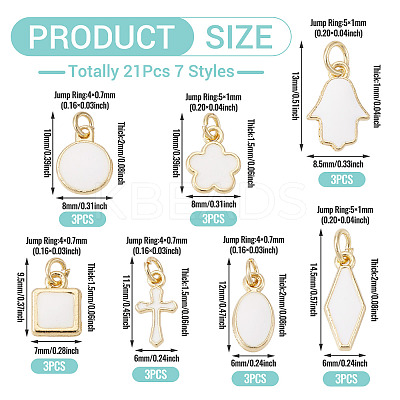 21Pcs 7 Styles Brass Enamel Charms KK-TA0003-19A-1