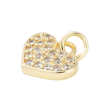 Rack Plating Brass Micro Pave Clear Cubic Zirconia Charms KK-Z060-07G-01-1