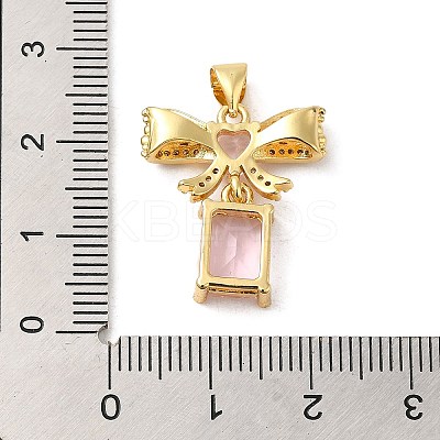 Rack Plating Brass Micro Pave Cubic Zirconia Pendants KK-P241-19G-05-1