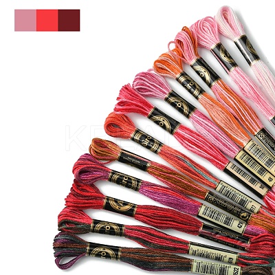 12 Skeins 12 Colors 6-Ply Polyester Embroidery Floss OCOR-FS0001-01A-02-1