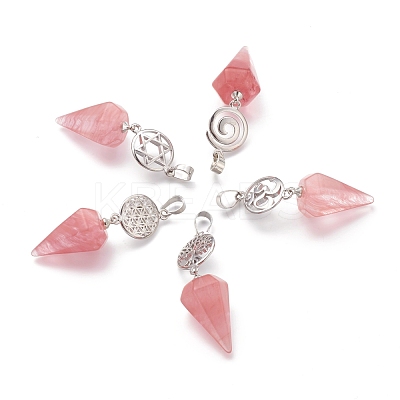 Cherry Quartz Glass Pendants G-O194-08-1