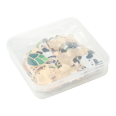 36Pcs 9 Styles Panda Theme Alloy Enamel Pendants ENAM-FS0002-31-1