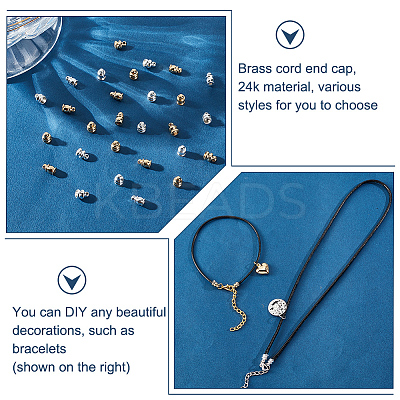 80Pcs 4 Style Brass Cord Ends KK-AR0002-53-1
