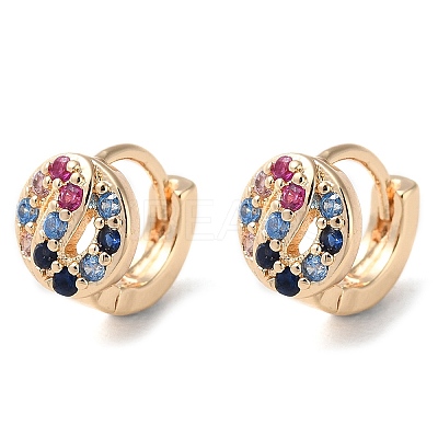 Rack Plating Brass Micro Pave Colorful Cubic Zirconia Hoop Earrings for Women LS-EJEW-P238-03KCG-1