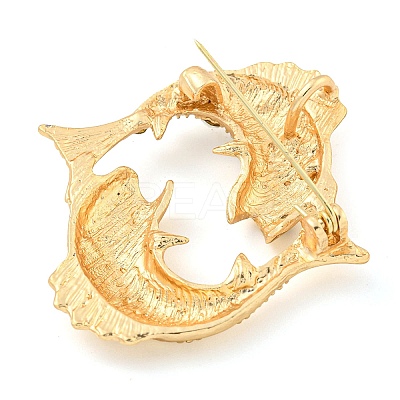 Golden Zinc Alloy with Rhinestone Brooches LS-JEWB-B018-03G-11-1