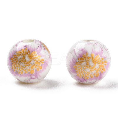 Handmade Printed Porcelain Beads LS-X-PORC-Q199-8mm-02-1