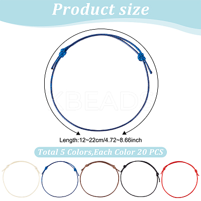 100Pcs 5 Colors Waxed Polyester Cord Bracelets Making BJEW-DR00002-1
